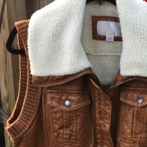 Xhilaration Jackets & Coats - Faux leather with fur like collar Vest Xhilaration Jackets & Coats - Faux leather with fur like collar Vest